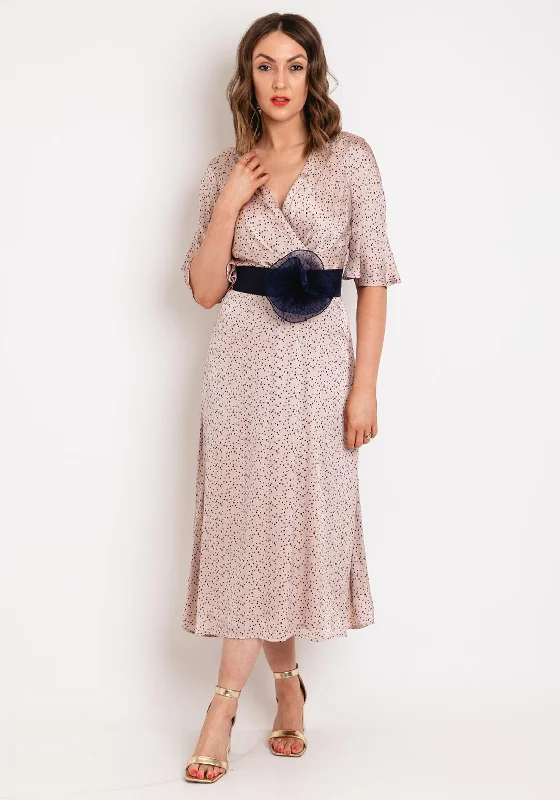 Amazing Deals Role Mode Vilasi Polka Dot Midi Dress, Nude