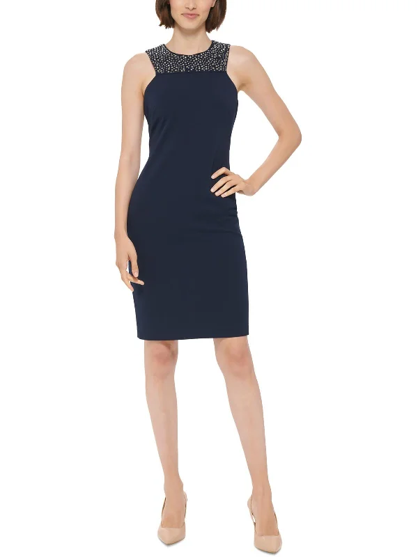 Today’s Deal Petites Womens Embellished Mini Bodycon Dress