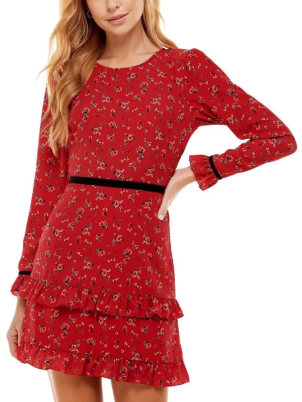 Can't Miss Juniors Womens Floral Mini Fit & Flare Dress