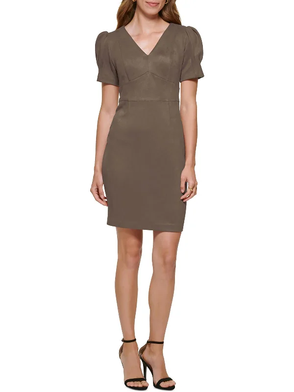 Today's Special Womens Faux Suede Mini Sheath Dress