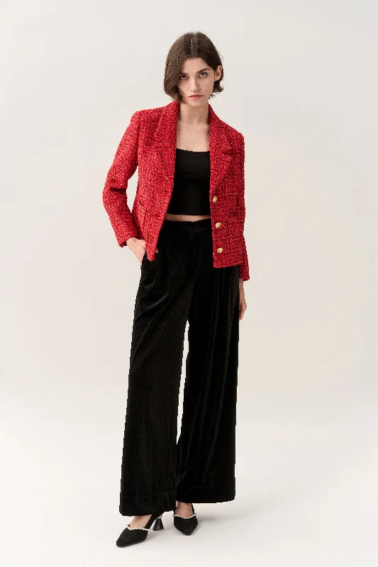 Closeout Checked Golden Button Notch Lapel Jacket
