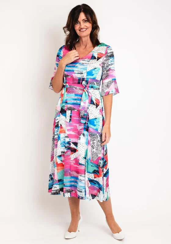 Seasonal Clearance Ella Boo Satin Touch Multi Print Midi Dress, Multi