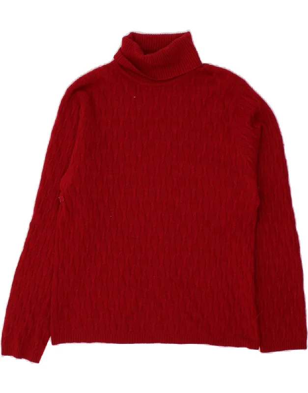 Mega Deal VINTAGE Womens Roll Neck Jumper Sweater UK 12 Medium Red Cashmere