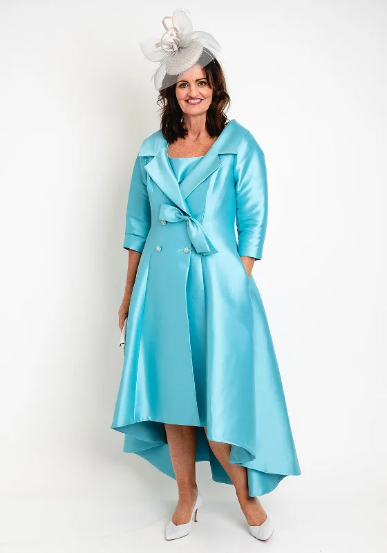 Blowout Sale Veni Infantino Fitted Dress & High Low Coat Set, Aquamarine