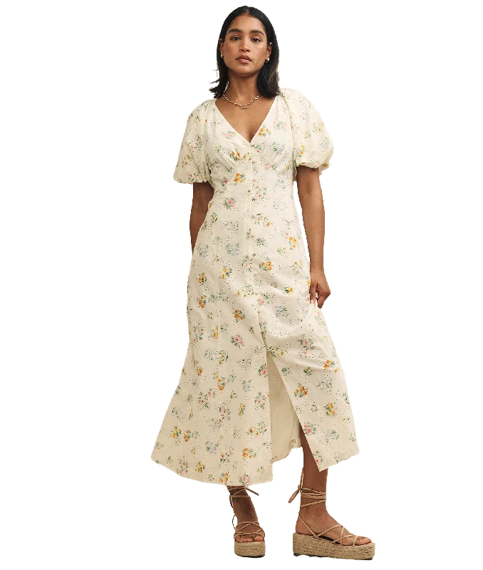 Price Reduction Floral Broderie Lennox Midi Dress - Multi