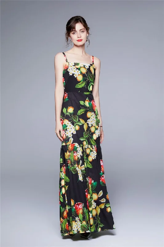 Special Savings Black ?ocktail & Party Bodycon Off The Shoulder Strap Ankle Printed Ruffled Dress