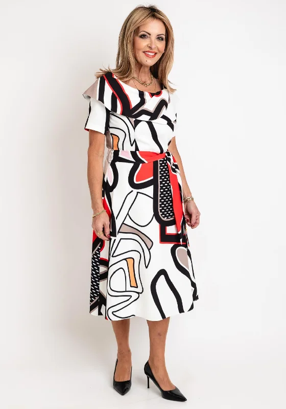Extra Savings Coco Doll Hasta Multi Pattern Midi Dress, Orange Print