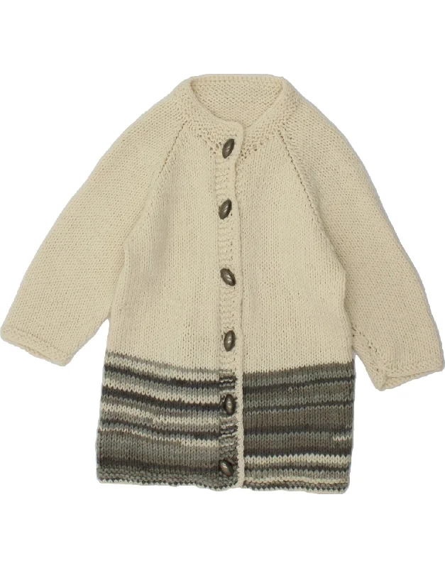 Stock Clearance VINTAGE Womens 3/4 Sleeve Cardigan Sweater UK 14 Medium Off White Striped Stock Clearance VINTAGE Womens 3/4 Sleeve Cardigan Sweater UK 14 Medium Off White Striped