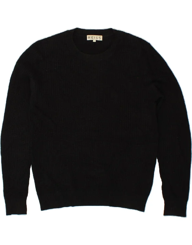 Quick Sale REISS Womens Crew Neck Jumper Sweater UK 10 Small Black Cotton