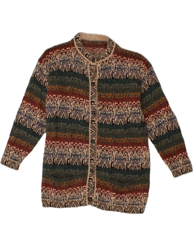 Final Clearance VINTAGE Womens Longline Cardigan Sweater UK 18 XL Multicoloured Fair Isle