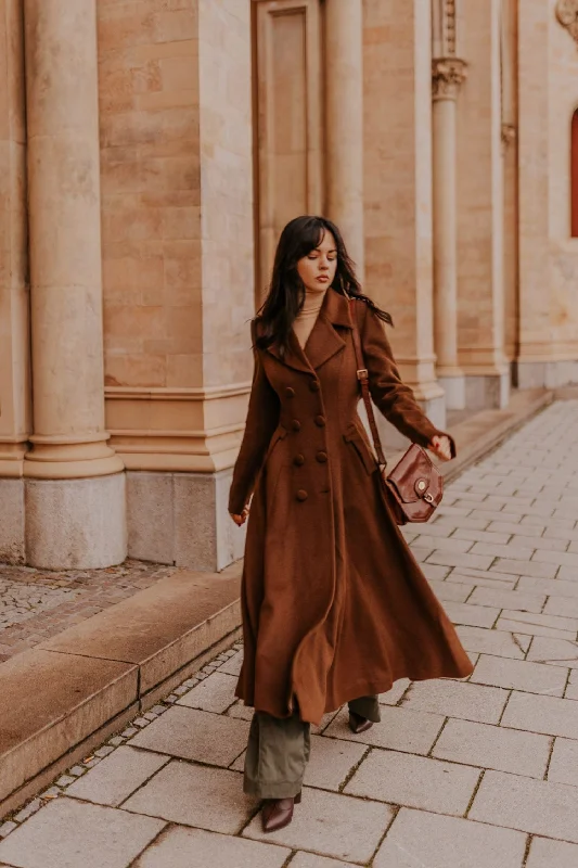 Crazy Deals Double breasted long trench wool coat 4142