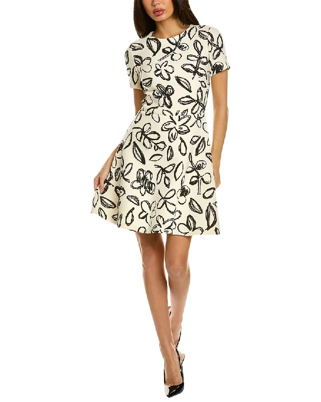 Season Finale Sale Oscar de la Renta Scribble Wool-Blend Dress