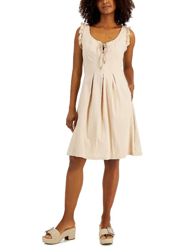 Final Clearance Womens Box Pleat Above Knee Fit & Flare Dress