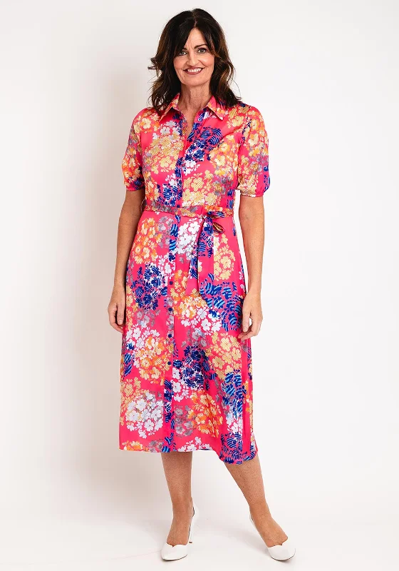 Sneak Peek Sale Ella Boo Floral Print Midi Shirt Dress, Pink