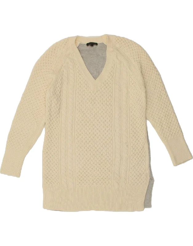 Can't Miss BANANA REPUBLIC Womens Longline V-Neck Jumper Sweater UK 14 Large Beige