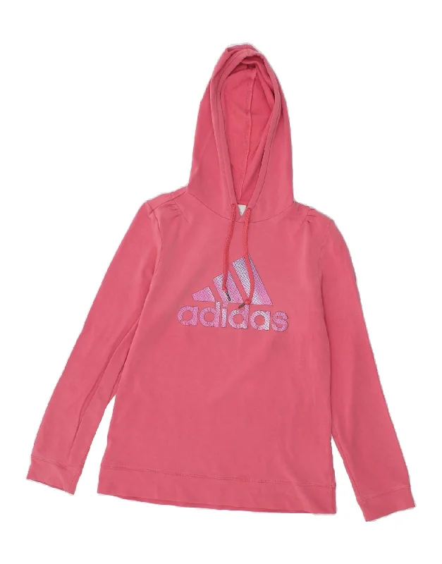 Bargain Prices ADIDAS Womens Graphic Hoodie Jumper UK 14 Medium  Pink Cotton