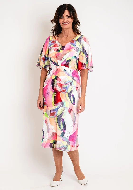 Weekend Flash Sale Ella Boo Twisted Bodice Detail Print Midi Dress, Multi