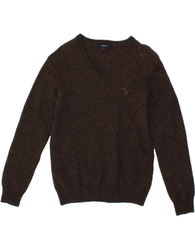 Can't Miss GANT Womens V-Neck Jumper Sweater UK 10 Small Grey Wool