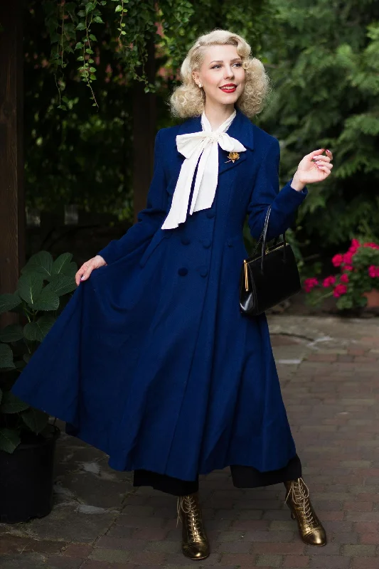 Midnight Madness Double breasted maxi blue wool coat 2410