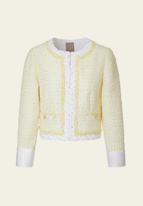 Deep Discounts Contrasting-trim Braided-detail Sequin-detail Tweed Jacket