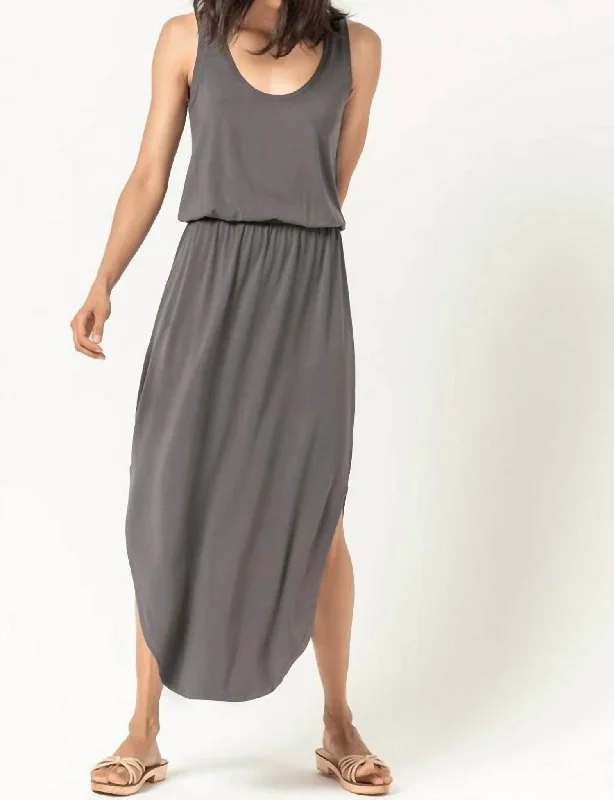 Lowest Price Racing Stripe Maxi Dress In Pewter