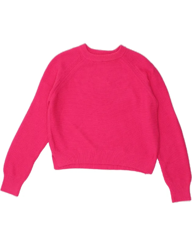 Savings Alert FRENCH CONNECTION Womens Crop Crew Neck Jumper Sweater UK 14 Medium Pink