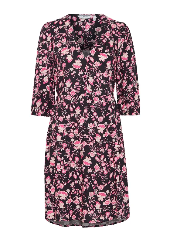 Stock Clearance B.Young Josa Floral Print Knee Length Dress, Super Pink Mix