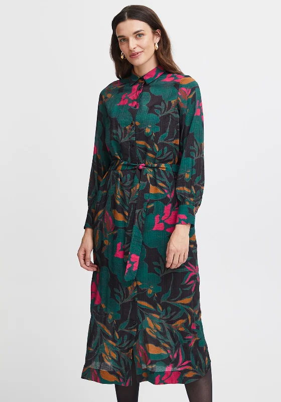 Price Drop Alert Fransa Illi Woven Floral Midi Shirt Dress, Ponderosa Pine